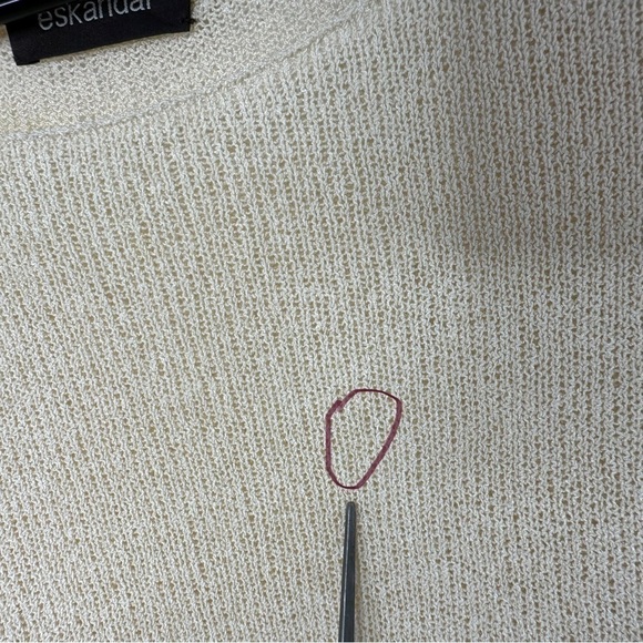 ESKANDAR Womens Silk Blend Boxy Open Knit Sweater Sz O/S? Cream Long Sleeve - Picture 5 of 8